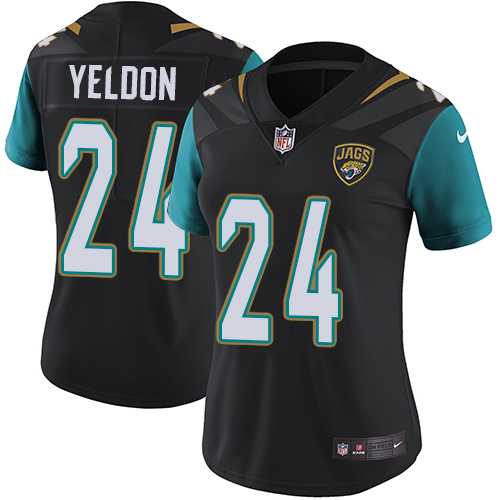 Women's Nike Jacksonville Jaguars #24 T.J. Yeldon Black Alternate Stitched NFL Vapor Untouchable Limited Jersey